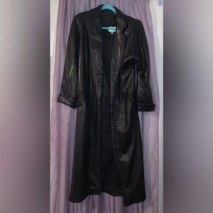 VINTAGE VAKKO Genuine Leather Trench Coat XS